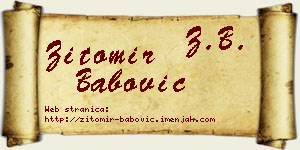 Žitomir Babović vizit kartica